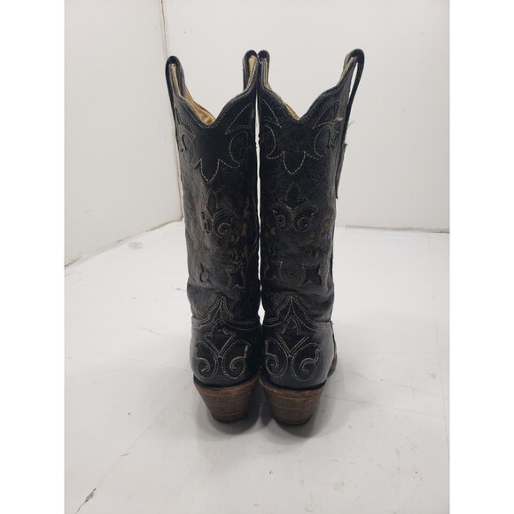 Corral Vintage C2108 Women’s Cowboy Boots 6M Black Lizard Distressed Western - Picture 3 of 10
